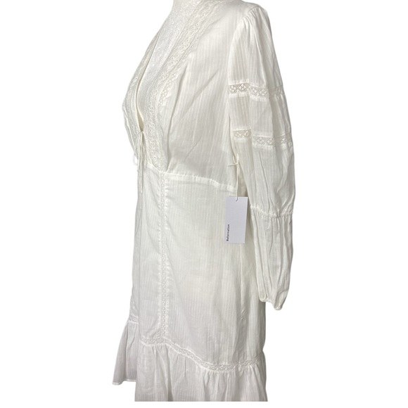 Reformation NWT Cecille Embroidered Deep V Ruffle Mini Dress Size 12 - Picture 5 of 8